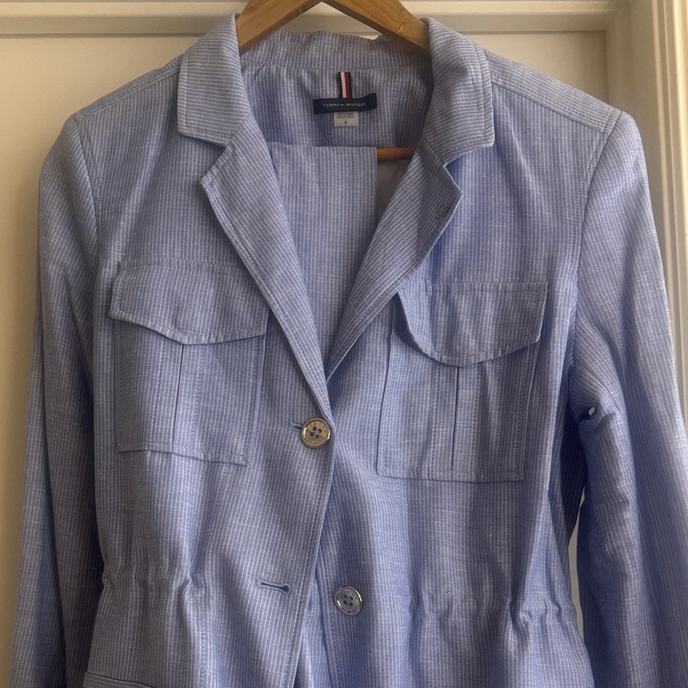 Tommy Hilfiger Light Blue Pinstripe Blazer and matching pants!